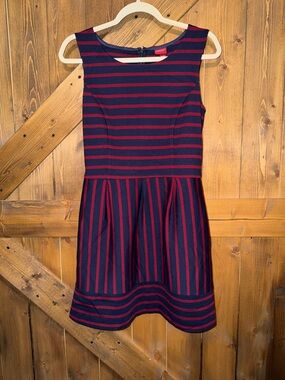 merona linen dress Merona Target Linen Shift Dress Blue White Embroidered Flowers Off Shoulders
